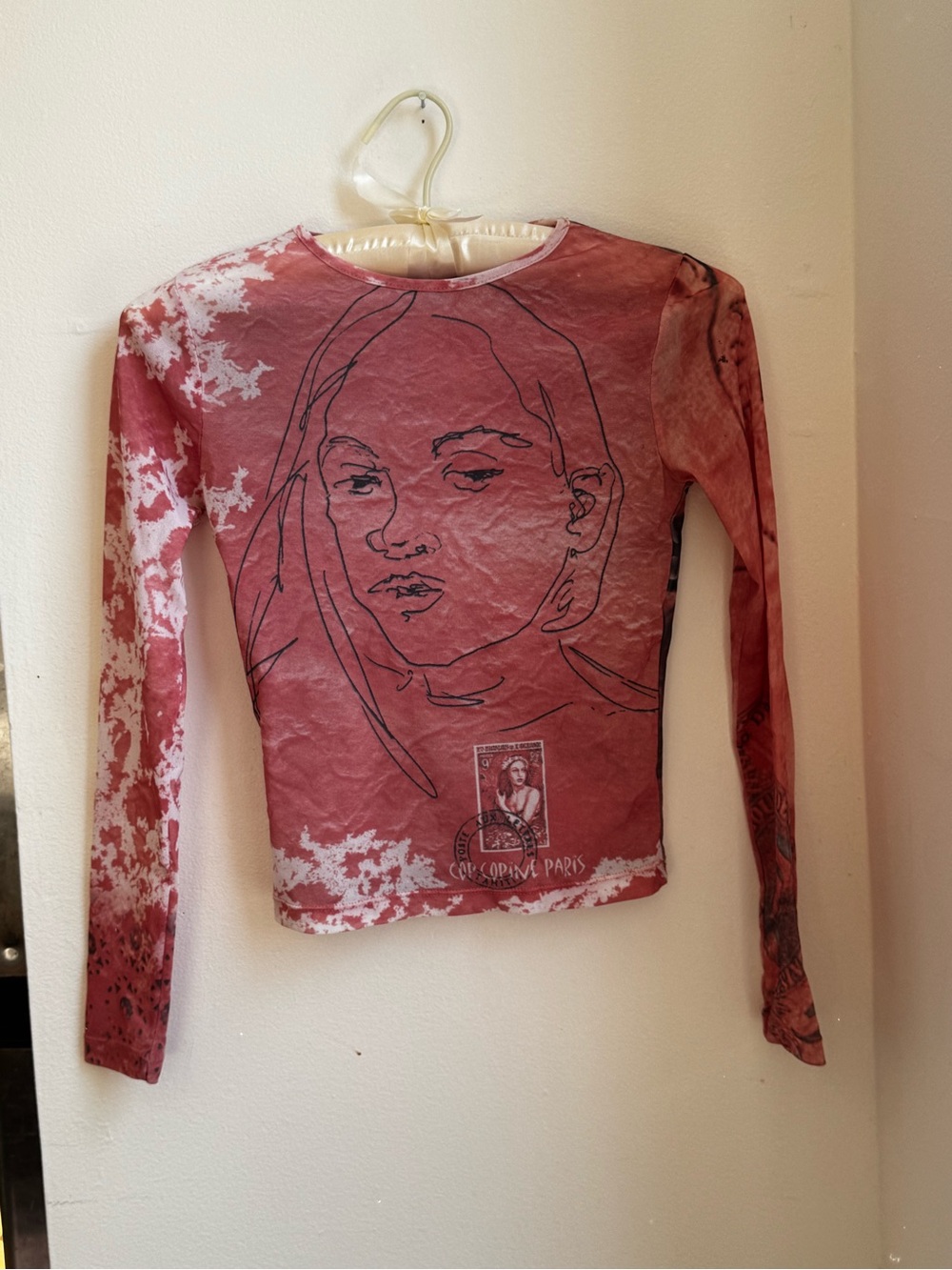 Cop Copine Long-Sleeve Graphic Tee in Dusty Rose
